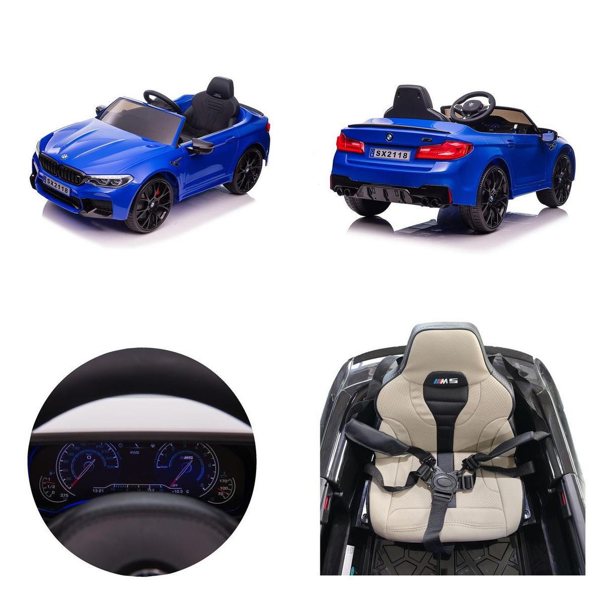 ELEKTROAUTO BMW M5 blau Fernbedienung Musik Eva-Räder Bluetooth - Blau, Kunststoff (124/74/55cm) - Chipolino