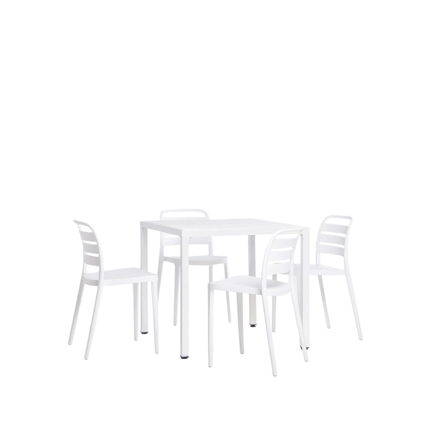 GARTEN-SET mit Tisch und 4 stapelbaren Stühlen in Weiß Zira - Weiß, Kunststoff - Klast Home