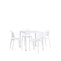 GARTEN-SET mit Tisch und 4 stapelbaren Stühlen in Weiß Zira - Weiß, Kunststoff - Klast Home