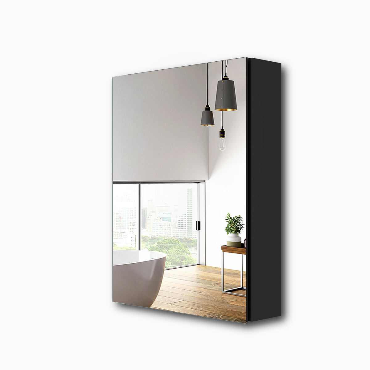 SPIEGELSCHRANK Schwarz 65/50/14,5 - Schwarz, Metall (50/65/65cm) - EMKE