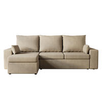 ECKSOFA Paco mit Bettkasten und Schlaffunktion, L-Form/XL-Form, Velourstoff, Universal - Beige, Holzwerkstoff (246/145cm) - 4ALL HOME