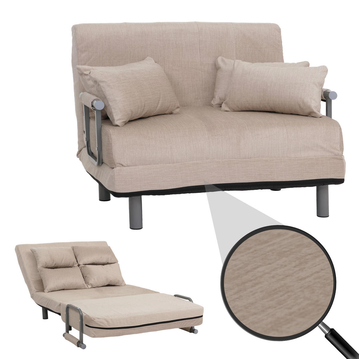 SCHLAFSESSEL Cremeweiß - Weiß, Textil (105/80/190cm) - MCW
