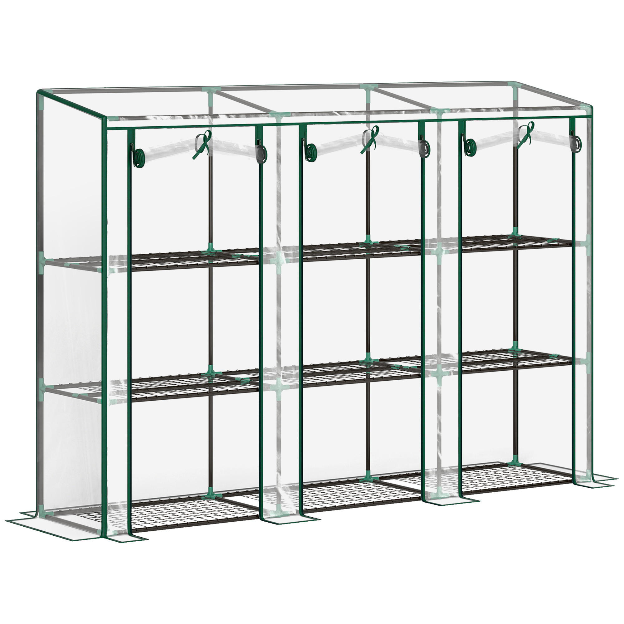 GEWÄCHSHAUS DE-11996 mit 3 Türen & 3 Etagen Transparent - Transparent, Metall (46/151/215cm) - ComfortXL