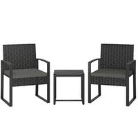 GARTENMÖBEL-SET 3-tlg. für 2 Personen Stahl Dark Gray - Dunkelgrau, Metall - Beauniv
