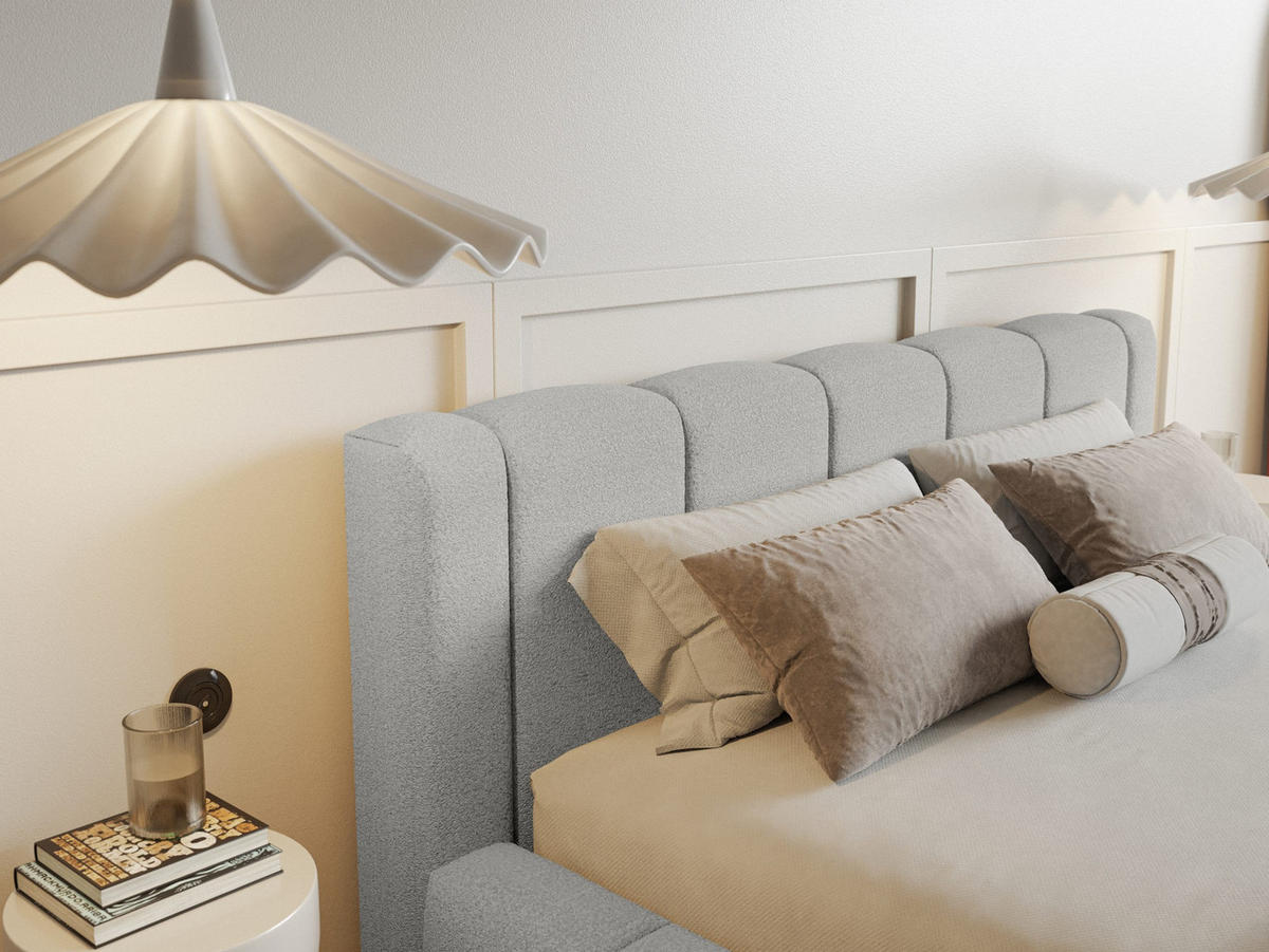 POLSTERBETT Nedi 140x200 cm, Grau - Grau, Textil (140/200cm) - Fedve