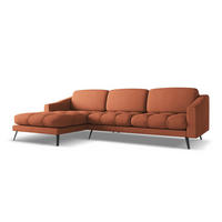 ECKOSFA Links Chenille Stoff Orange - Terra cotta/Schwarz, Kunststoff/Textil (160/264cm) - Makamii
