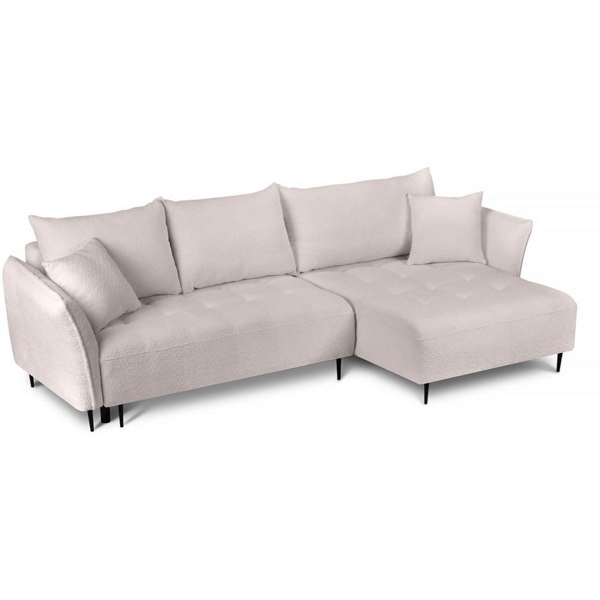 ECKSCHLAFSOFA Bari rechts rosa - Schwarz/Rosa, Textil (276/158cm) - Beautysofa