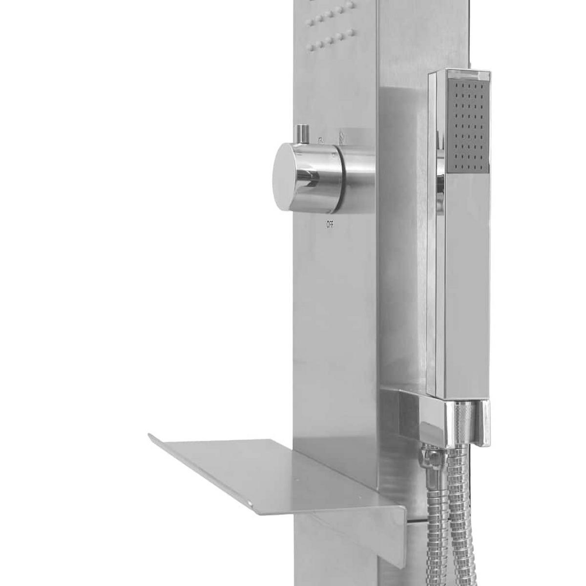 GARTENDUSCHE Edelstahl Quadratisch - Silberfarben, Metall (44/210/15cm) - vidaXL