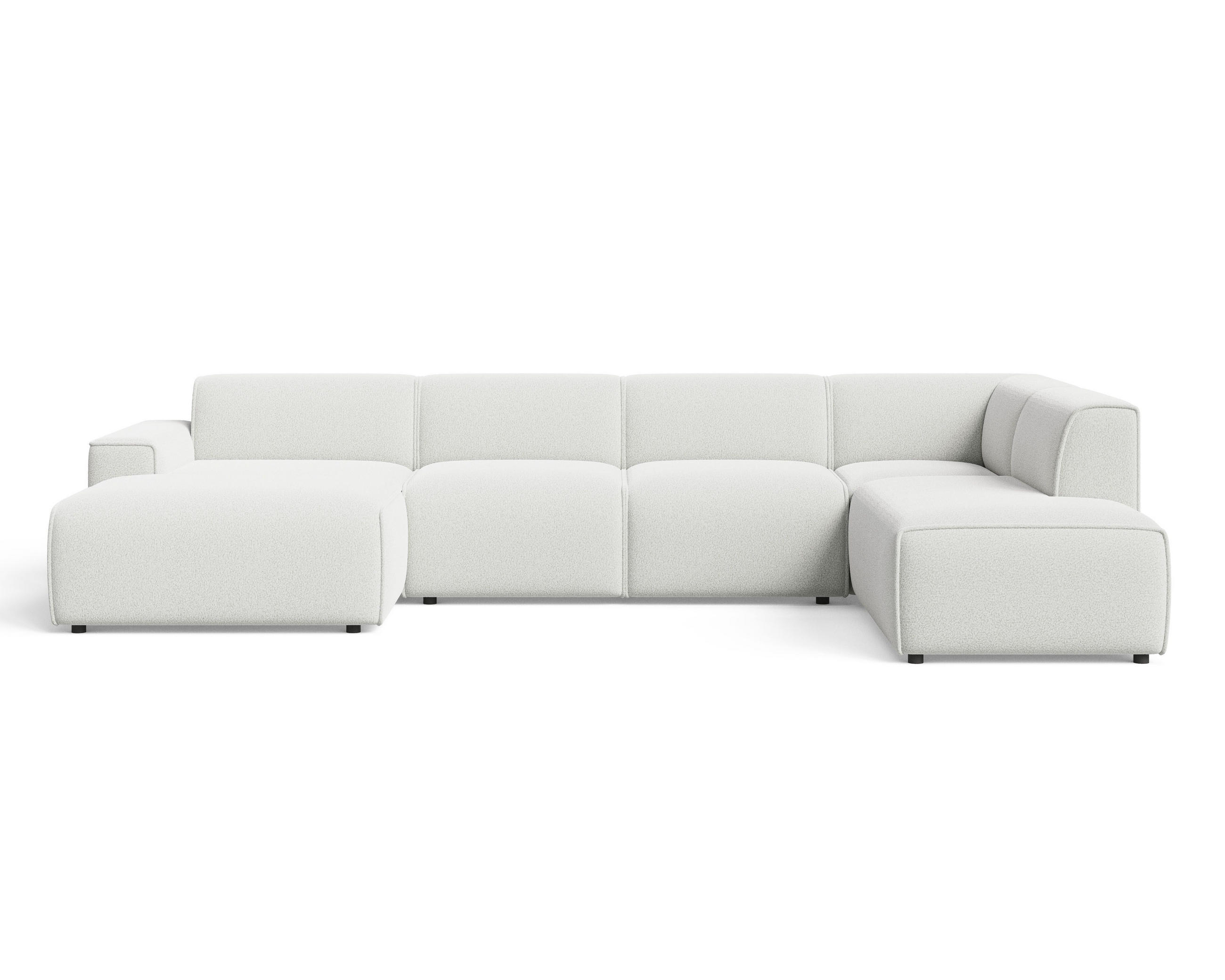 ECKSOFA U Belluno Weiß Rechts - Schwarz/Weiß, Holz/Kunststoff (220/378cm) - Graingold