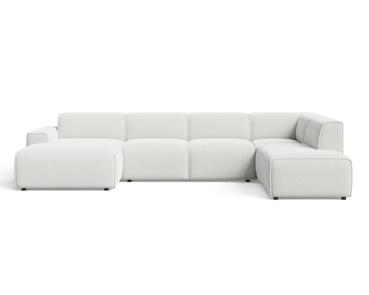 ECKSOFA U Belluno Weiß Rechts - Schwarz/Weiß, Holz/Kunststoff (220/378cm) - Graingold