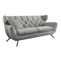 SOFA CHARME Grau Cord - Hellgrau/Schwarz, Textil/Metall (225/94/95cm) - KAWOLA