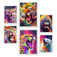 POSTER Set Mit 6 Wilde Tiere Im Hochformat Lebhafte Aquarell Stil Illustrationen Von Lächelnde Tiere Innenarchitektur A3 & A4 Weißer Rahmen - Weiß, Papier (29/3cm) - Nacnic