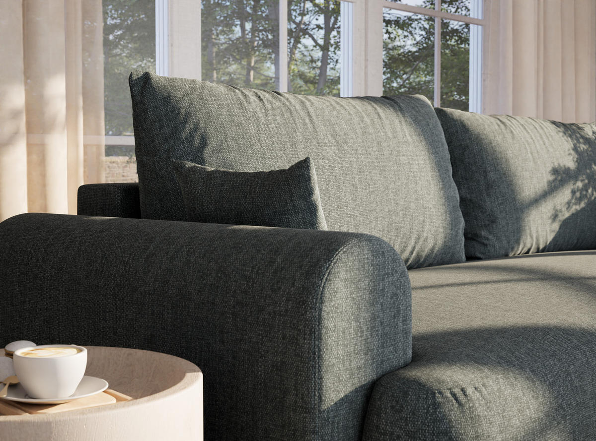 SOFA MIT SCHLAFFUNKTION Toluca Blau Webstoff - Blau/Schwarz, Holz/Holzwerkstoff (247/69/104cm) - Maison de Reve