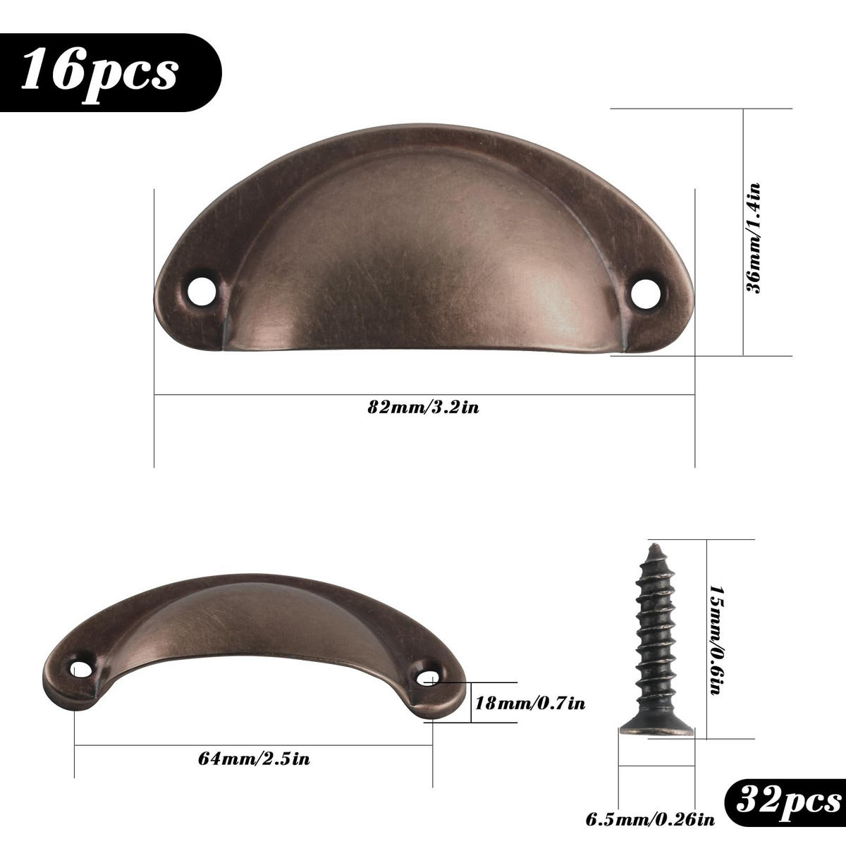 SCHRANKKNOPF 16er-Set - Rot, Metall (3.5/3/8.2cm)
