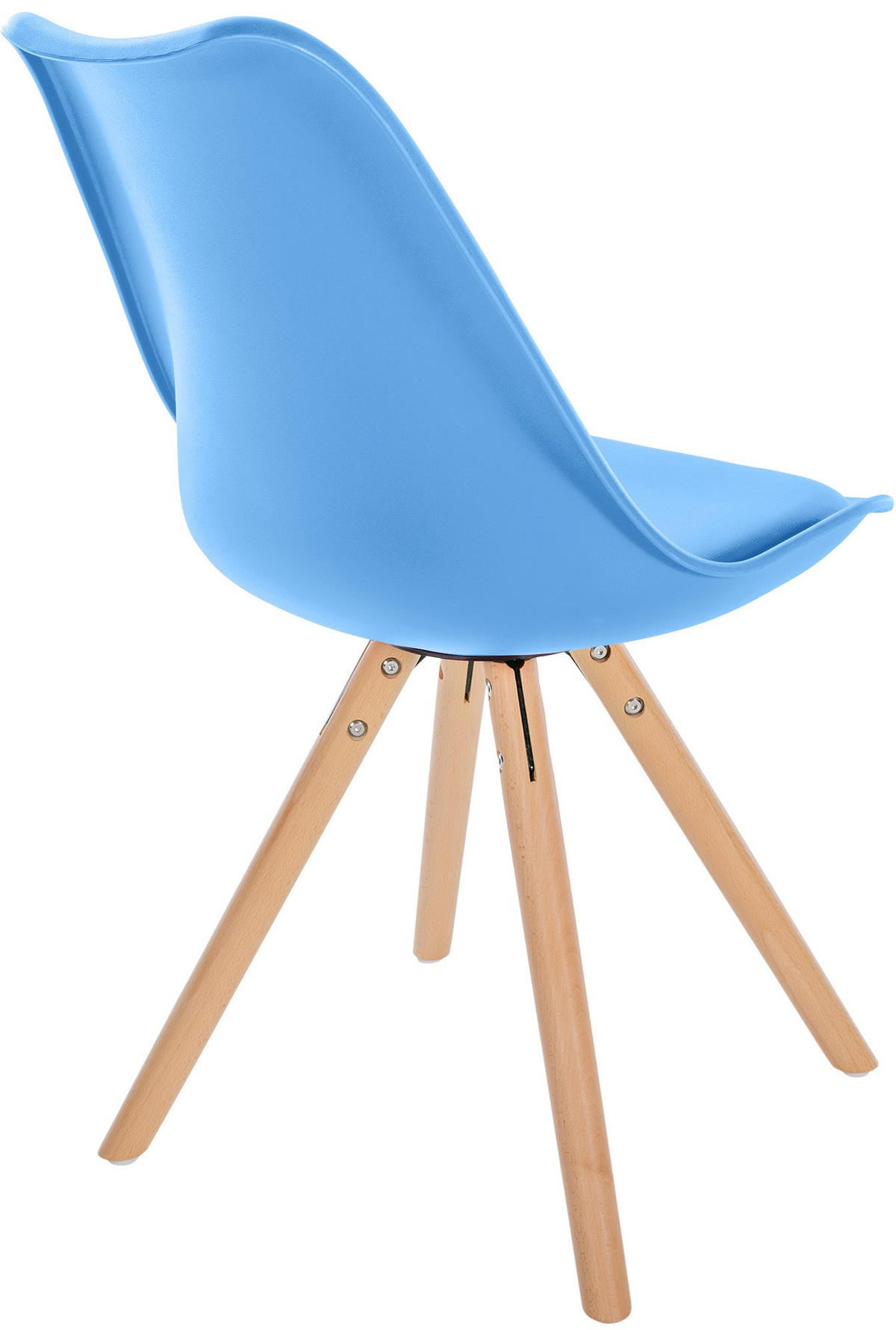 STUHL Kunststoff hellblau - Eukalyptusholzfarben/Hellblau, Holz/Kunststoff (48/81/54cm) - CLP