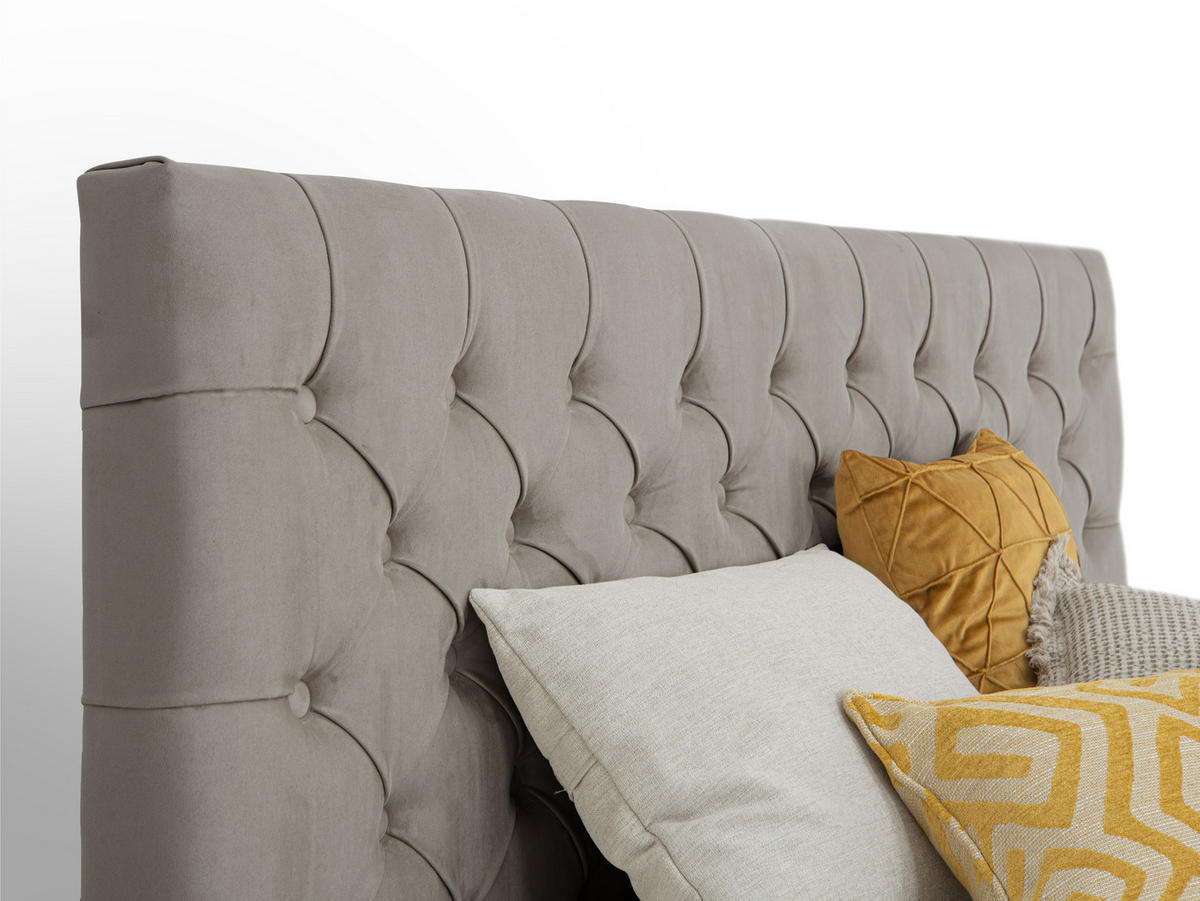 BOXSPRINGBETT Victoria Grau 160 /200 cm H2/H3 Samt - Grau, Textil (160/200cm) - wonello