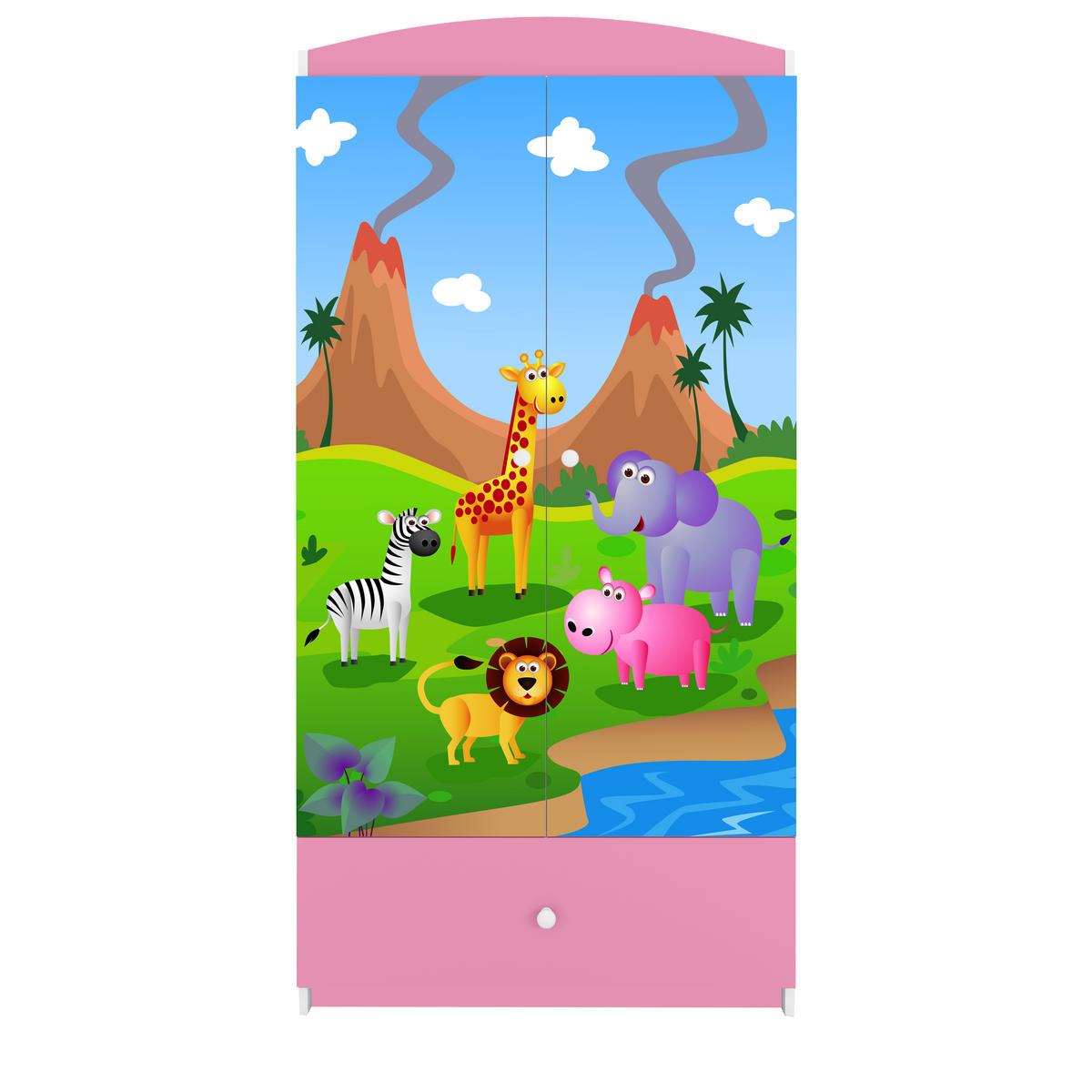 KINDERKLEIDERSCHRANK Safari - Hellrosa, Holzwerkstoff (90/175/52cm) - RAUMHIRSCH FURNITURE