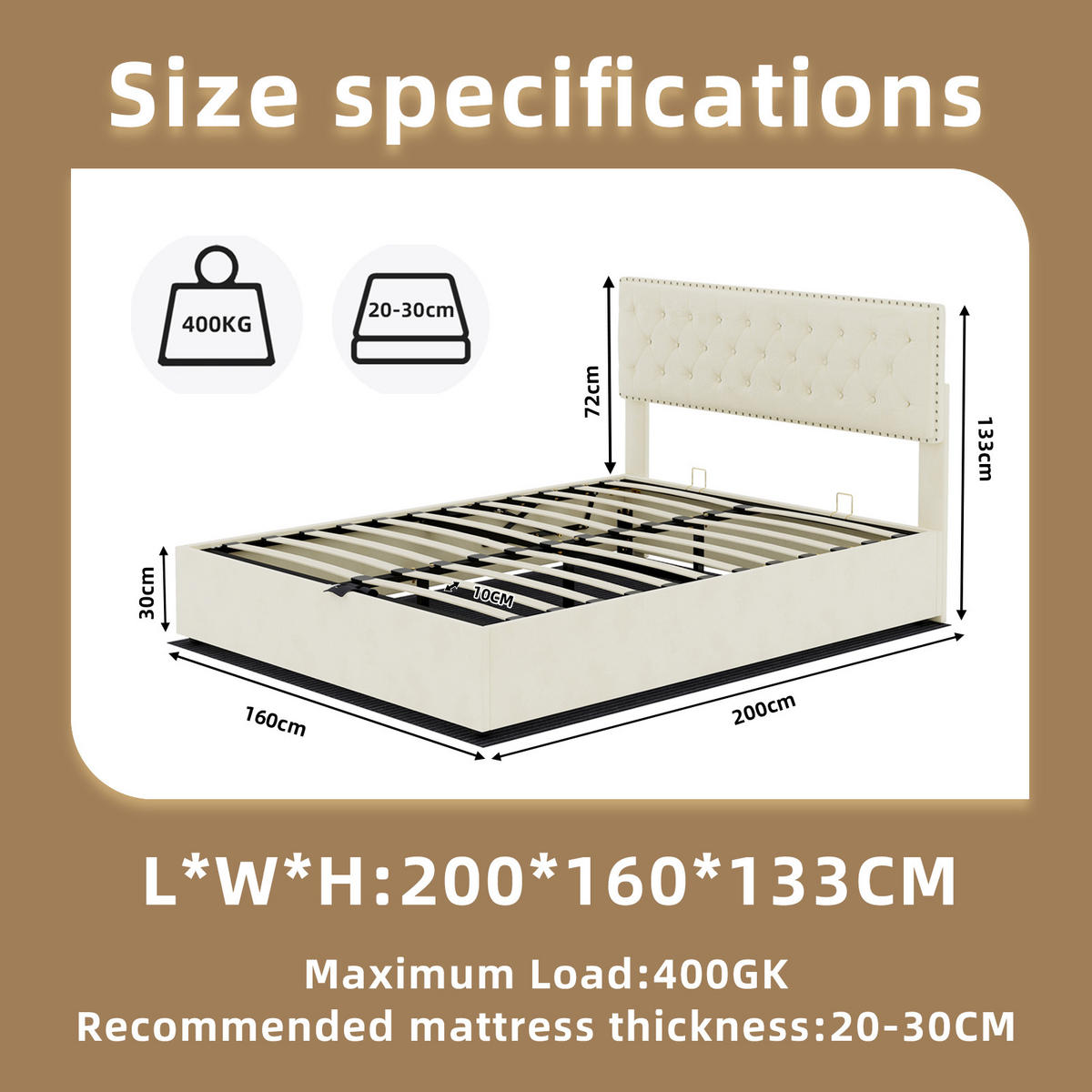 POLSTERBETT 160/200 cm in Beige mit Stauraum unter dem Bett Stoff im Glamour-design - Beige, Holzwerkstoff/Textil (160/200cm) - STILVORA