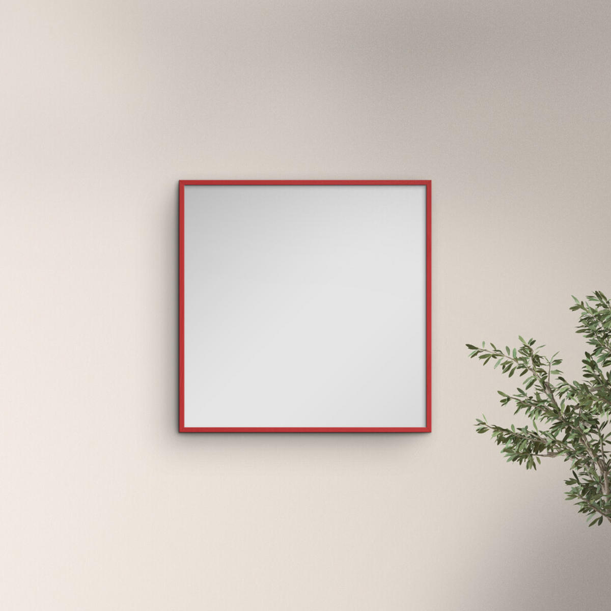 SPIEGEL - Rotes Holz - Rot, Holz/Papier (50/50/2cm) - Poster&Frame