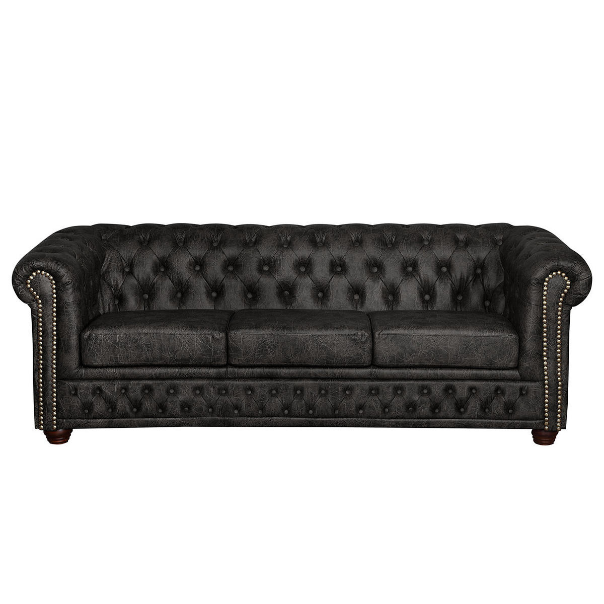 3-SITZER SOFA - Schwarz, Kunststoff (203/72/86cm) - home24
