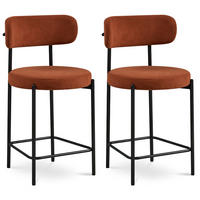 BARHOCKER 2er-Set Iris modernen aus terrakottafarbenem Cord, 65 cm - Terracotta/Schwarz, Textil/Metall (53.5/96/49.5cm) - Sicaan