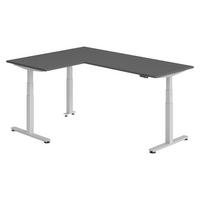 ECKSCHREIBTISCH elektrisch höhenverstellbar L-Form 160/200/74 cm in Graphitfarben/Silberfarben - Silberfarben/Graphitfarben, Holzwerkstoff (160/200/74cm) - bümö