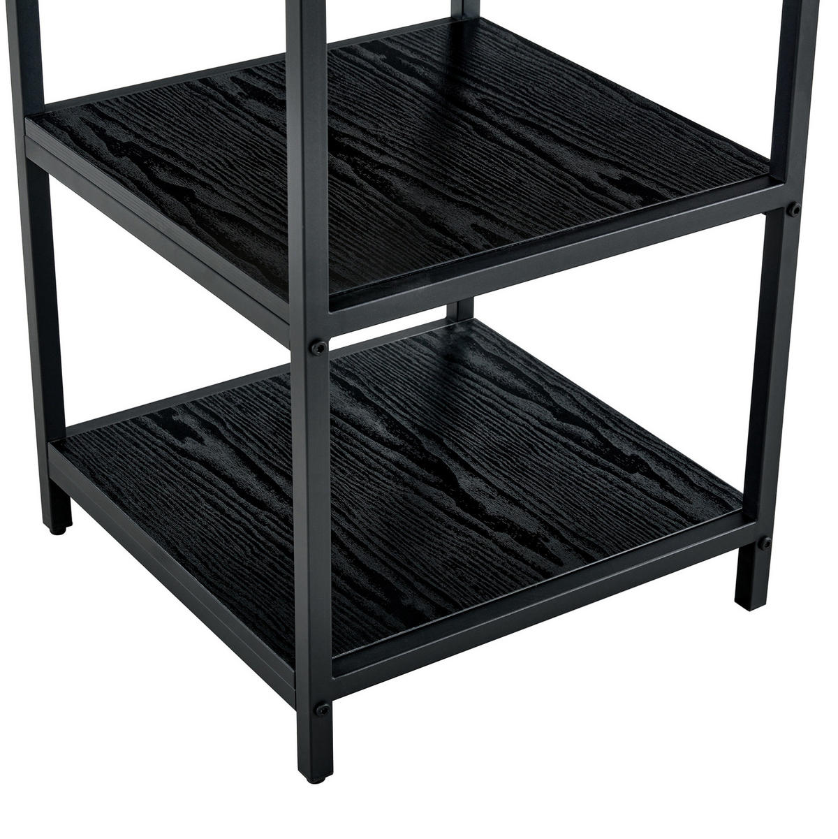ESSTISCH rund 107/75 cm in Schwarz mit 2 Ablagen im Industrial Style - Schwarz, Holzwerkstoff (107/107/75cm) - Flora Grace