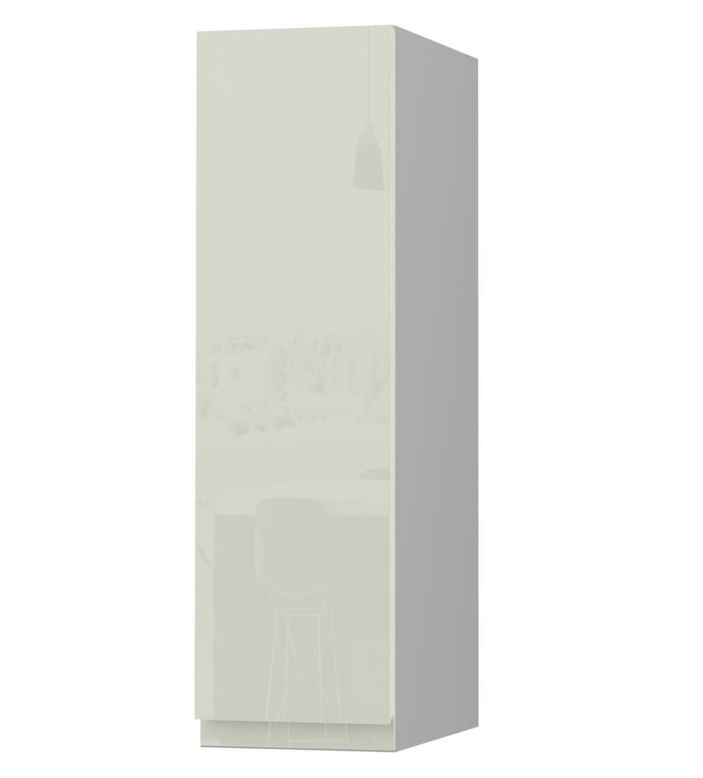 HÄNGESCHRANK Florence W2/20 Grau / RAL 1013 perlweiß HG 20 / 32,5 / 72cm - Türanschlag links - Weiß Hochglanz/Grau, Holz/Holzwerkstoff (20/72/32.5cm) - Feldmann-Wohnen