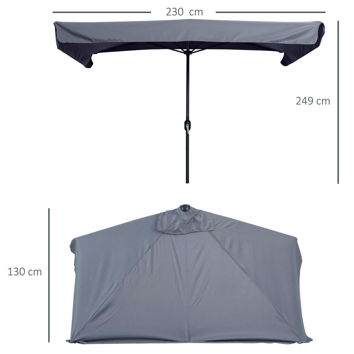 SONNENSCHIRM DE-11364 für Balkon, mit Kurbel, 5 Streben Grau - Grau, Metall (130/230cm) - ComfortXL