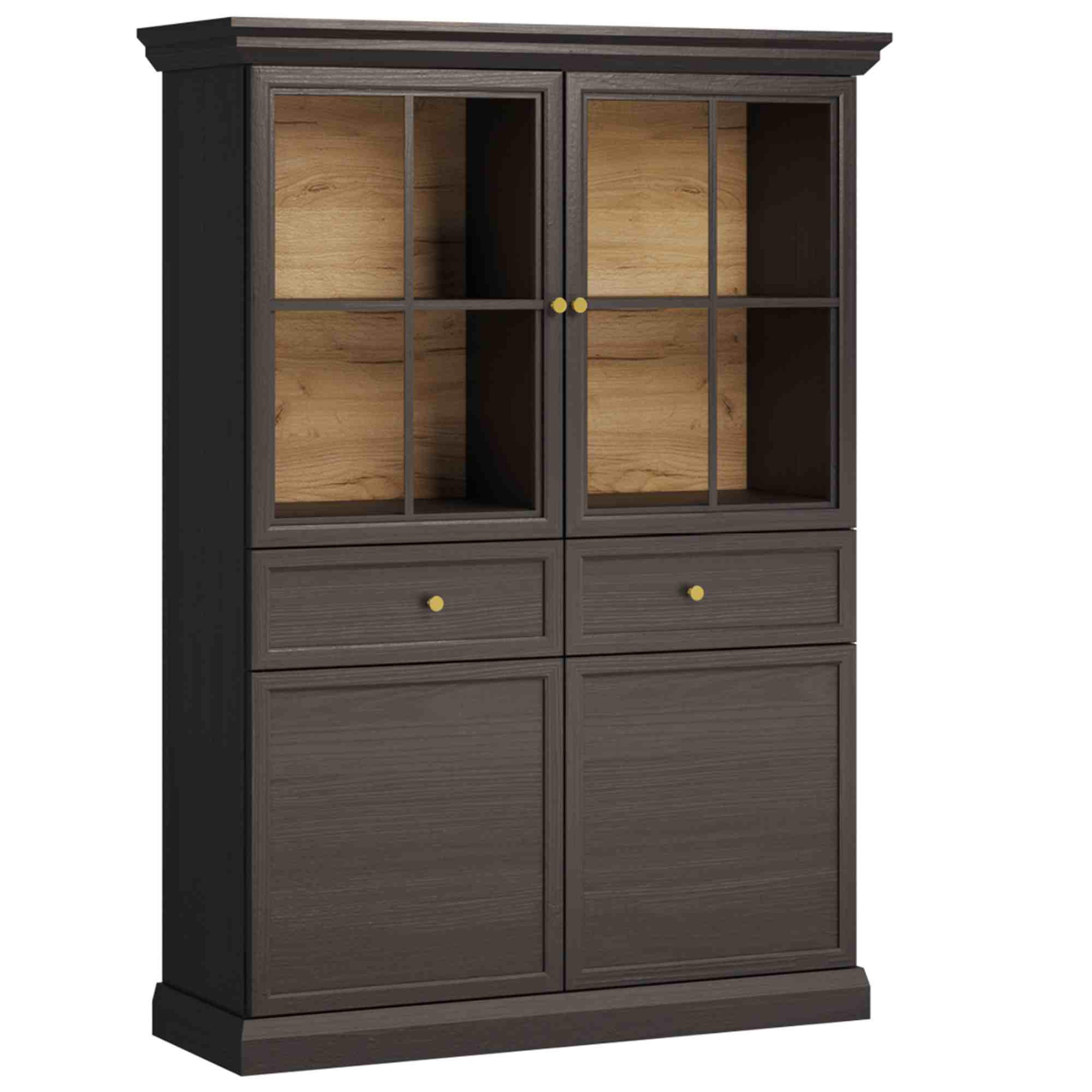 VITRINE KATRIA, Schwarz - Schwarz, Holzwerkstoff (119/165/42cm) - KONSIMO®