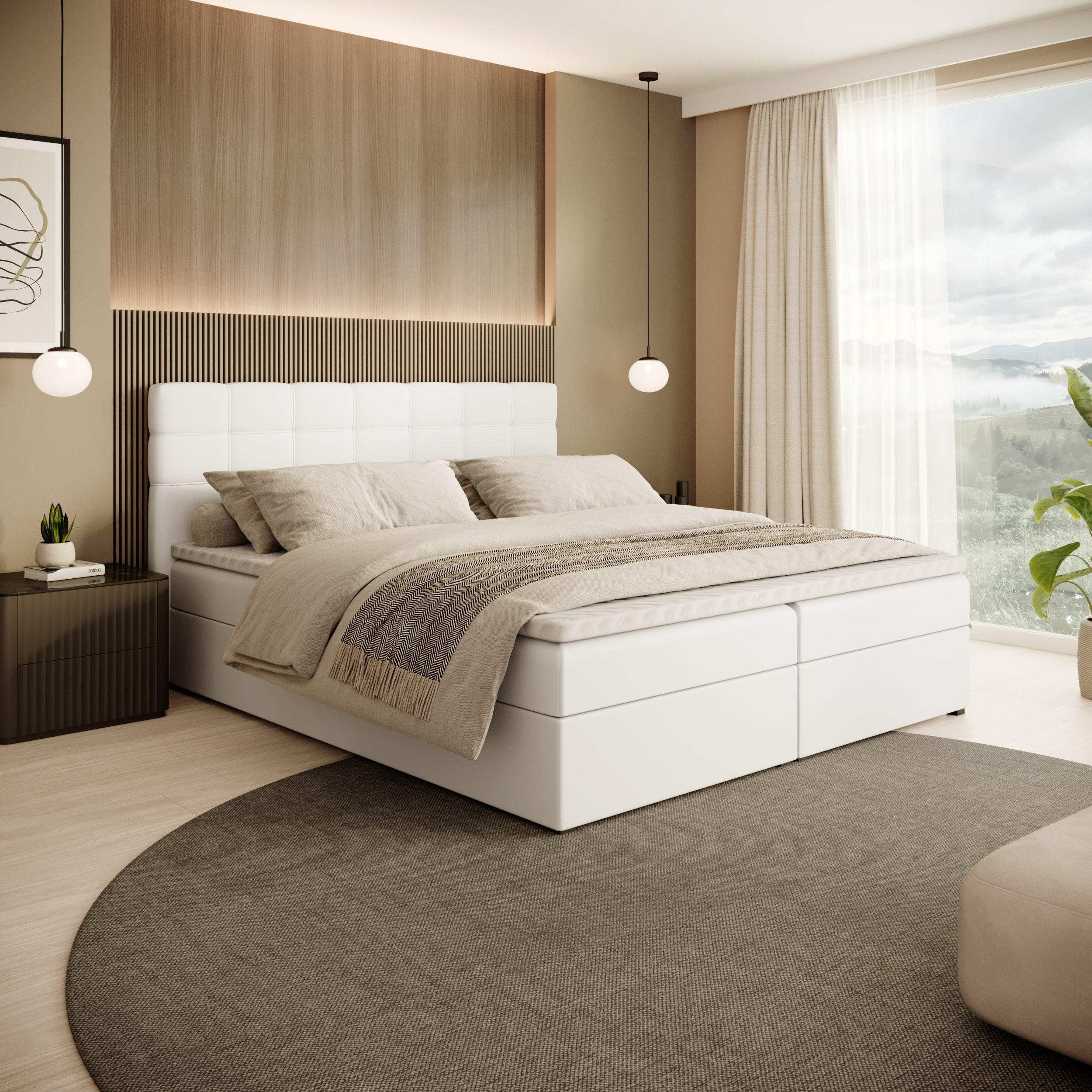 POLSTERBETT Topiq 184/203/103 weiß - Weiß, Holzwerkstoff/Textil (180/200cm) - Beautysofa