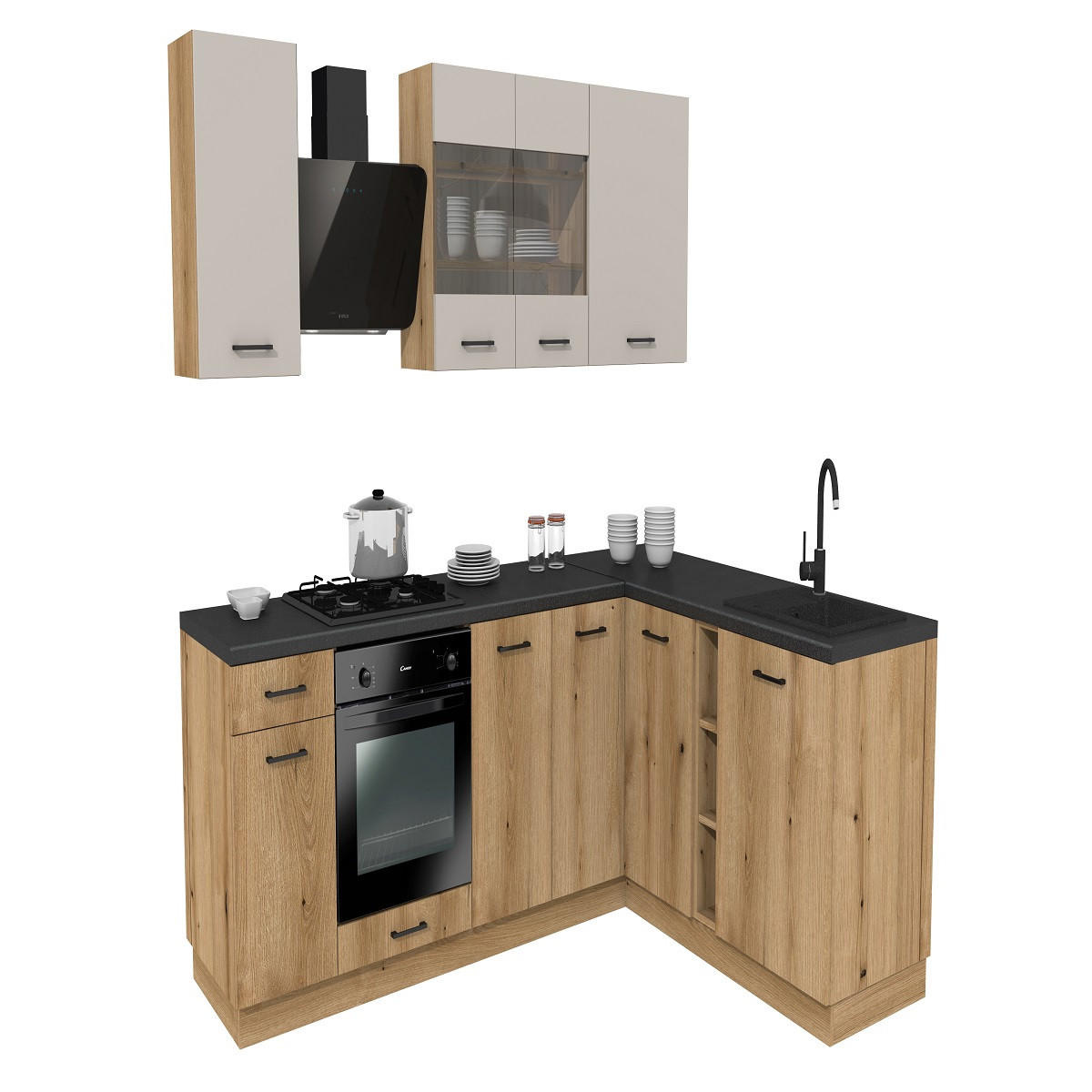 WINKELKÜCHE 240x180 cm mit Arbeitsplatte - SIMPLY Z7 - in Kaschmir / Eiche - Kaschmir/Eichefarben, Holz (240/212/53cm)