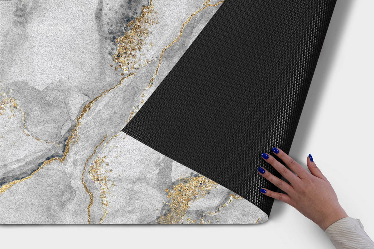 FUSSMATTE 150 x 100 cm Grauer Marmor - Grau, Textil (150/100cm) - TULUP