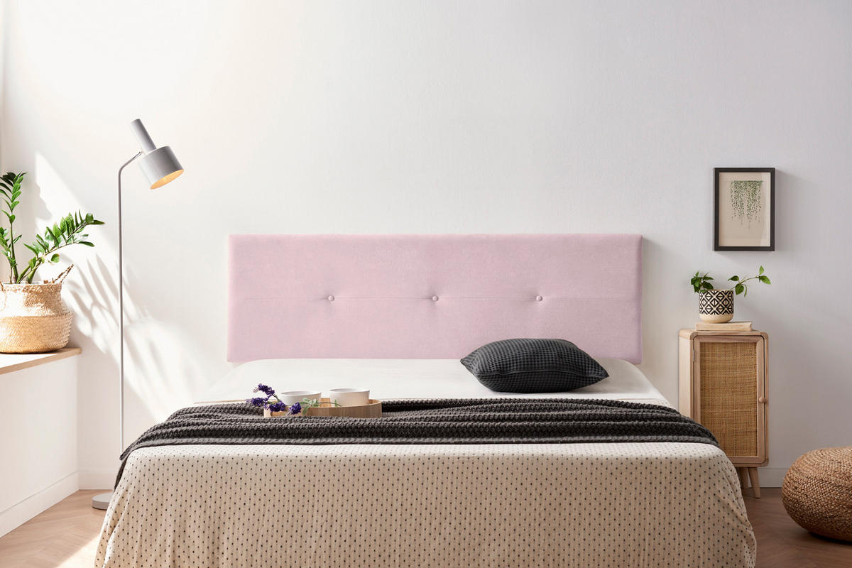 Kopfteil gepolstert NAPOLI Aqualine 90x50x5 cm - Hellrosa - Moonia - Hellrosa, Holz (90/5/50cm)