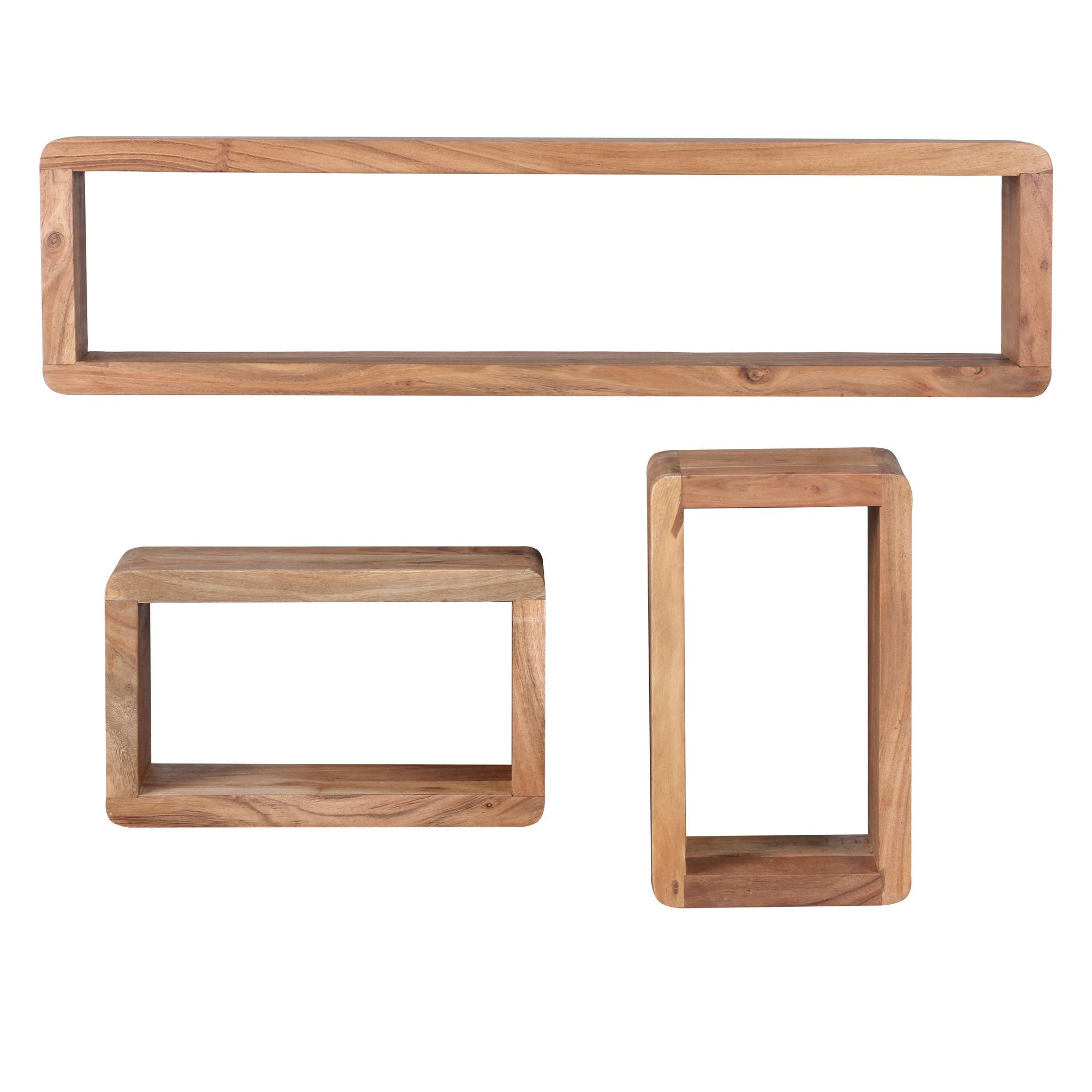 HÄNGEREGAL 3er Set BALO Akazie - Akaziefarben, Holz (80/20/15cm) - tinkaro