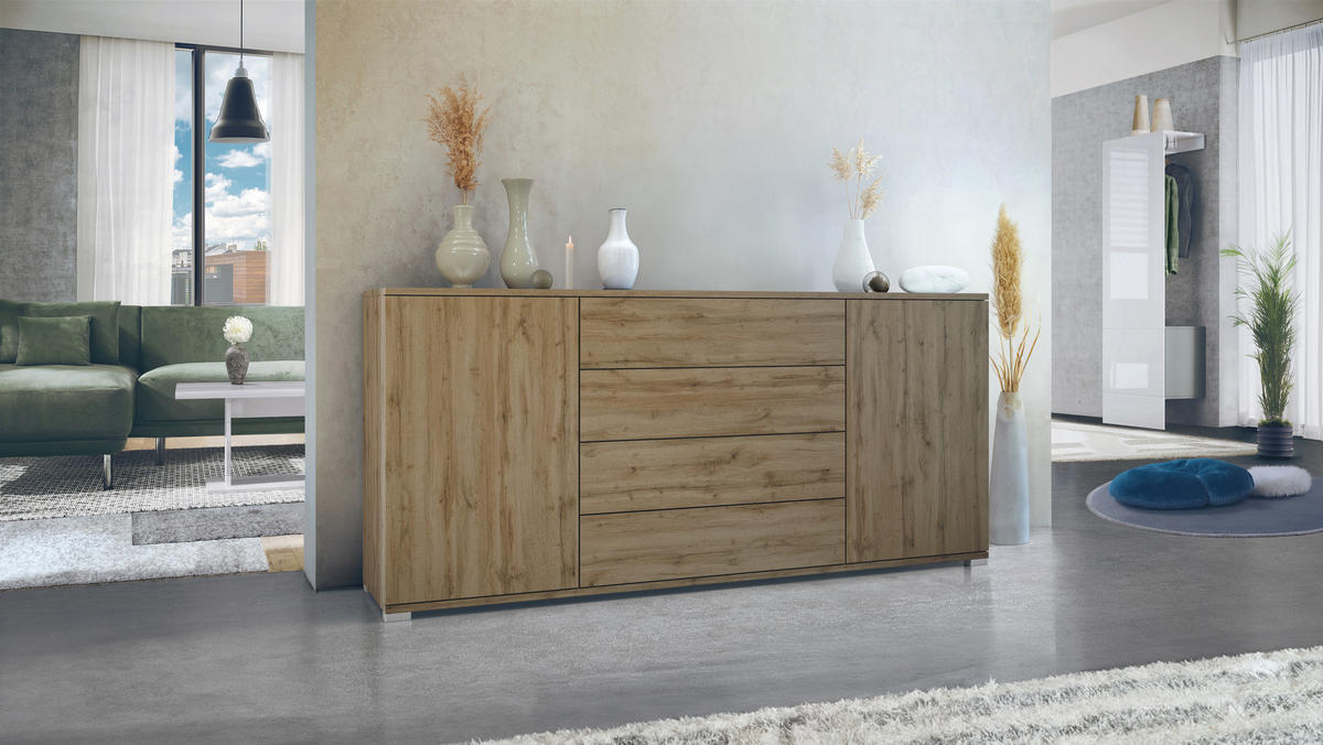 SIDEBOARD Santo Eiche Evoke - Eiche San Remo, Holzwerkstoff (166.5/75.5/35cm) - Vladon