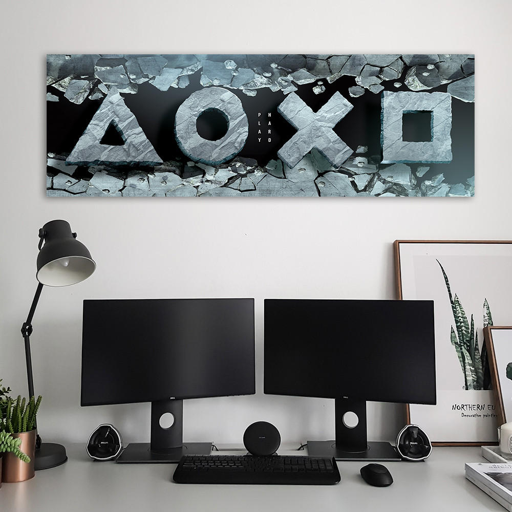 WANDBILD spielkonsole für gamers - Multicolor, Textil (90/30cm) - Feeby