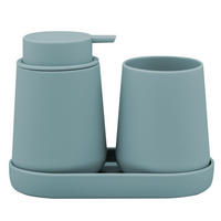 BAD-ACCESSOIRES-SET TESERO, Soft-Touch, hellblau - Hellblau, Kunststoff (8.5/12/9cm) - eluno