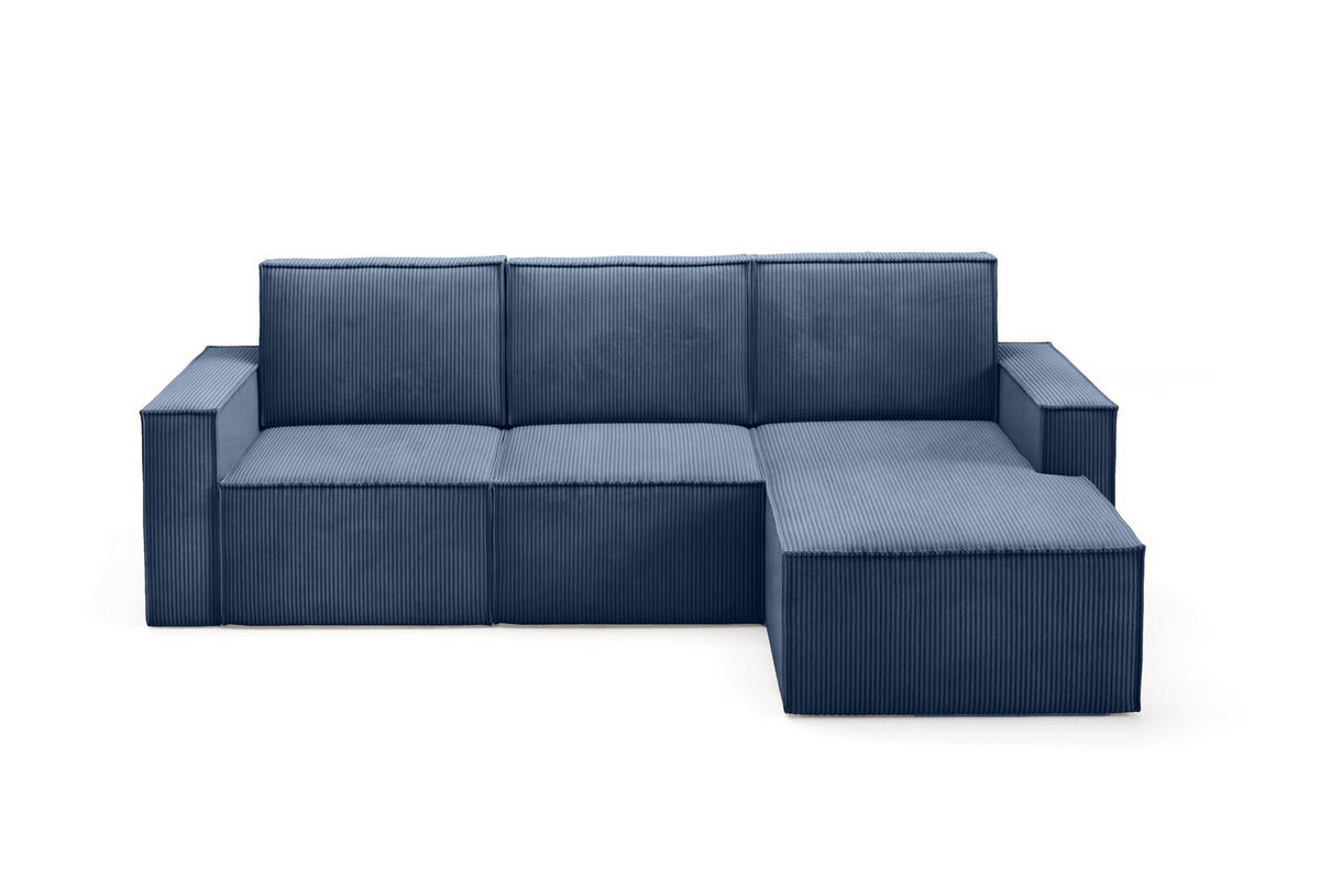 ECKSOFA Orto Dunkelblau, Dreisitzer Kordecksofa rechte seite - Dunkelblau, Holzwerkstoff/Textil (180/142cm) - Bettso