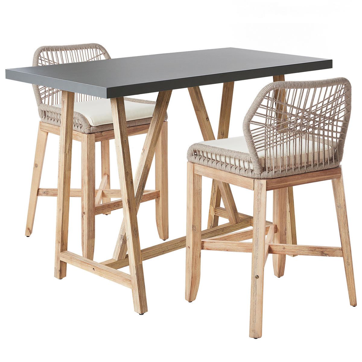 BISTRO-SET 2-Sitzer Heller Holzfarbton Talamone - Hellbraun/Beige, Holz - Beliani