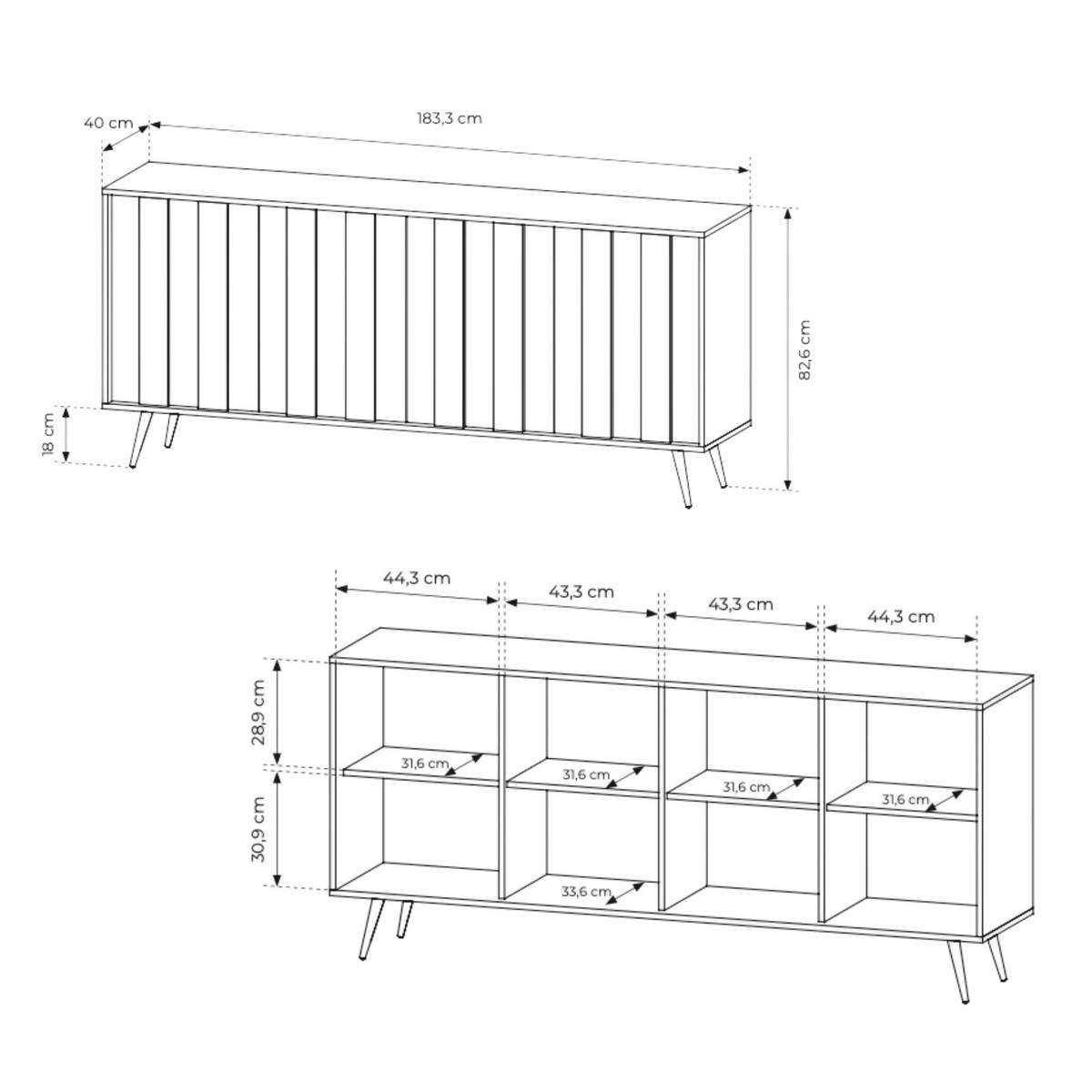 KOMMODE: Dunin-Eiche, 183,3 x 82,6 x 40 cm - Eichefarben, Holzwerkstoff (183.3/82.6/40cm) - 3XE LIVING