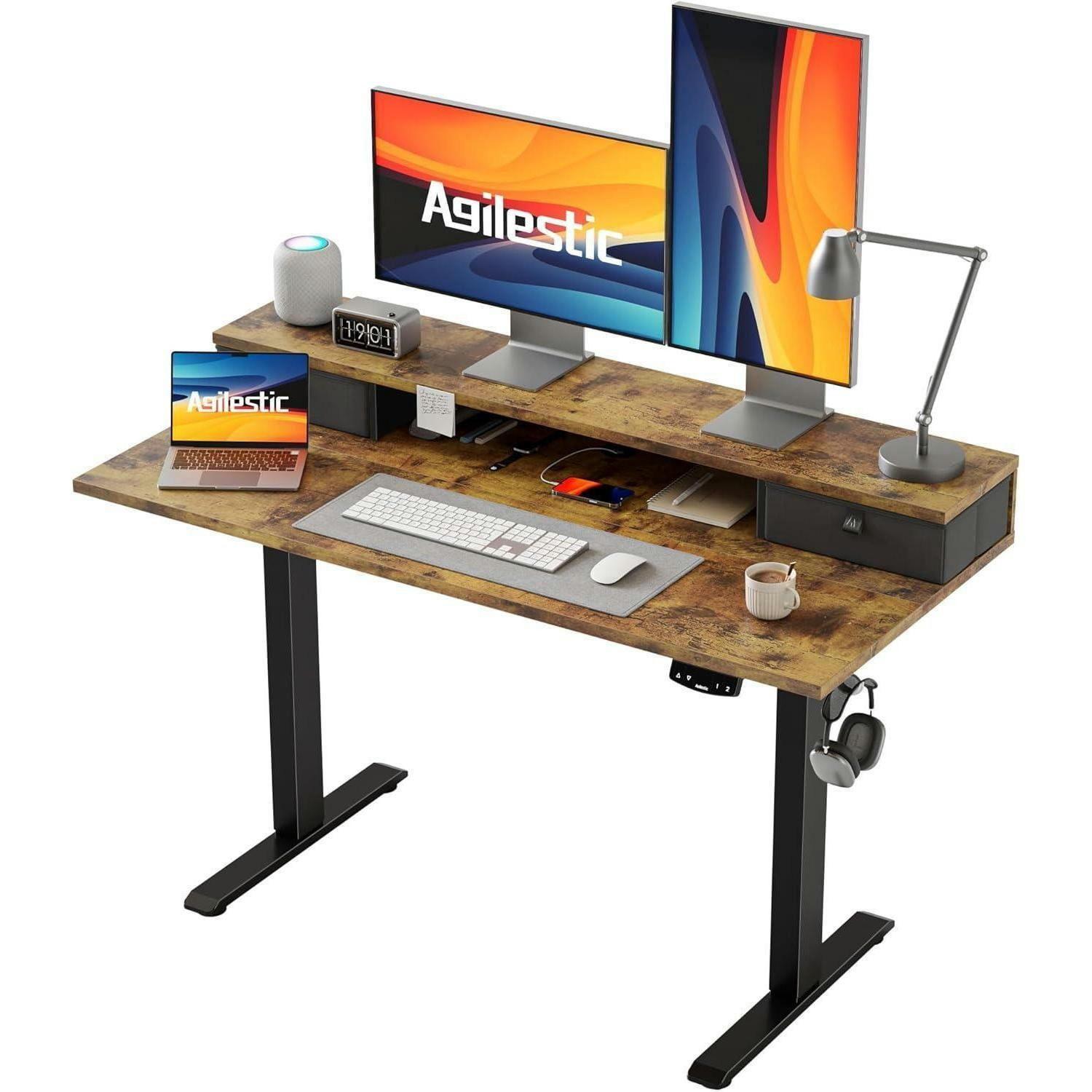 SCHREIBTISCH Höhenverstellbar Elektrisch 120 x 60 cm Braun - Braun, Holzwerkstoff (120/60/75cm)