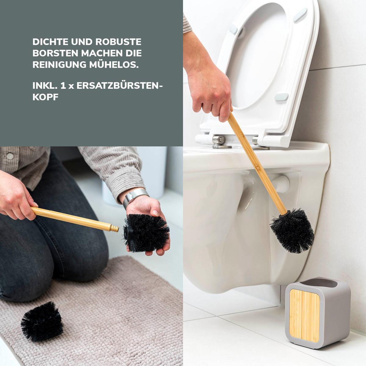 WC-GARNITUR, grau - Taupe, Kunststoff (10/39/10cm) - eluno