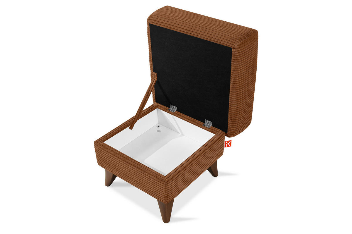 FUẞSTÜTZE GUSTAVO II, Rostbraun - Rotbraun/Braun, Holz/Holzwerkstoff (53/49/53cm) - KONSIMO®