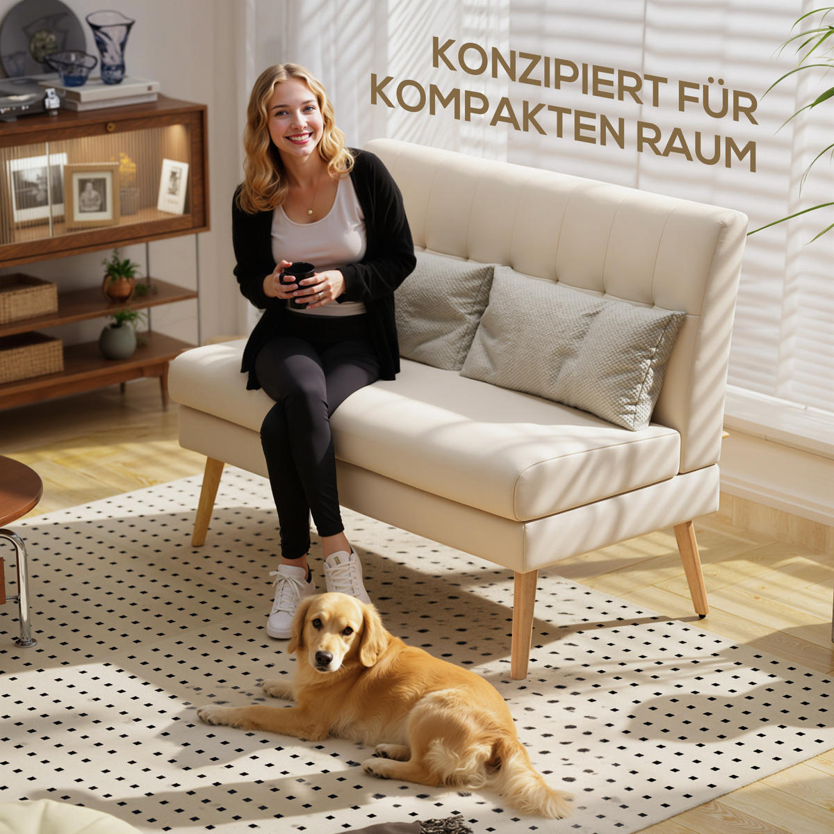 2-SITZER Sofa Beige 118.0/68.0/90.0 cm - Beige, Textil (68/90/118cm)