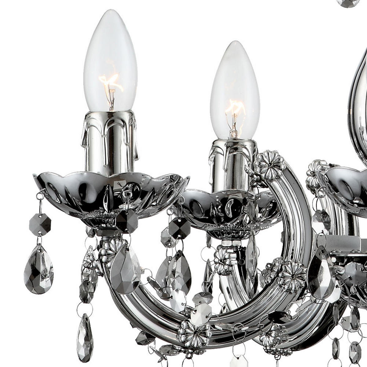 KRONLEUCHTER CUIMBRA II Silber Kristalloptik - Silberfarben, Metall (44/44/128cm) - Globo Lighting