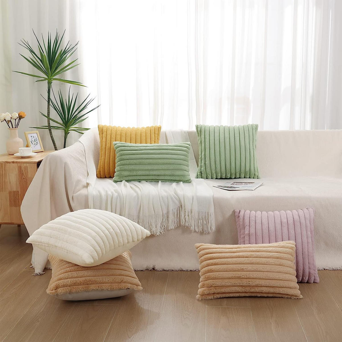 KISSENHÜLLE Velvety 50/50 cm，2er-Set - Beige, Textil (50/50cm) - Kaket