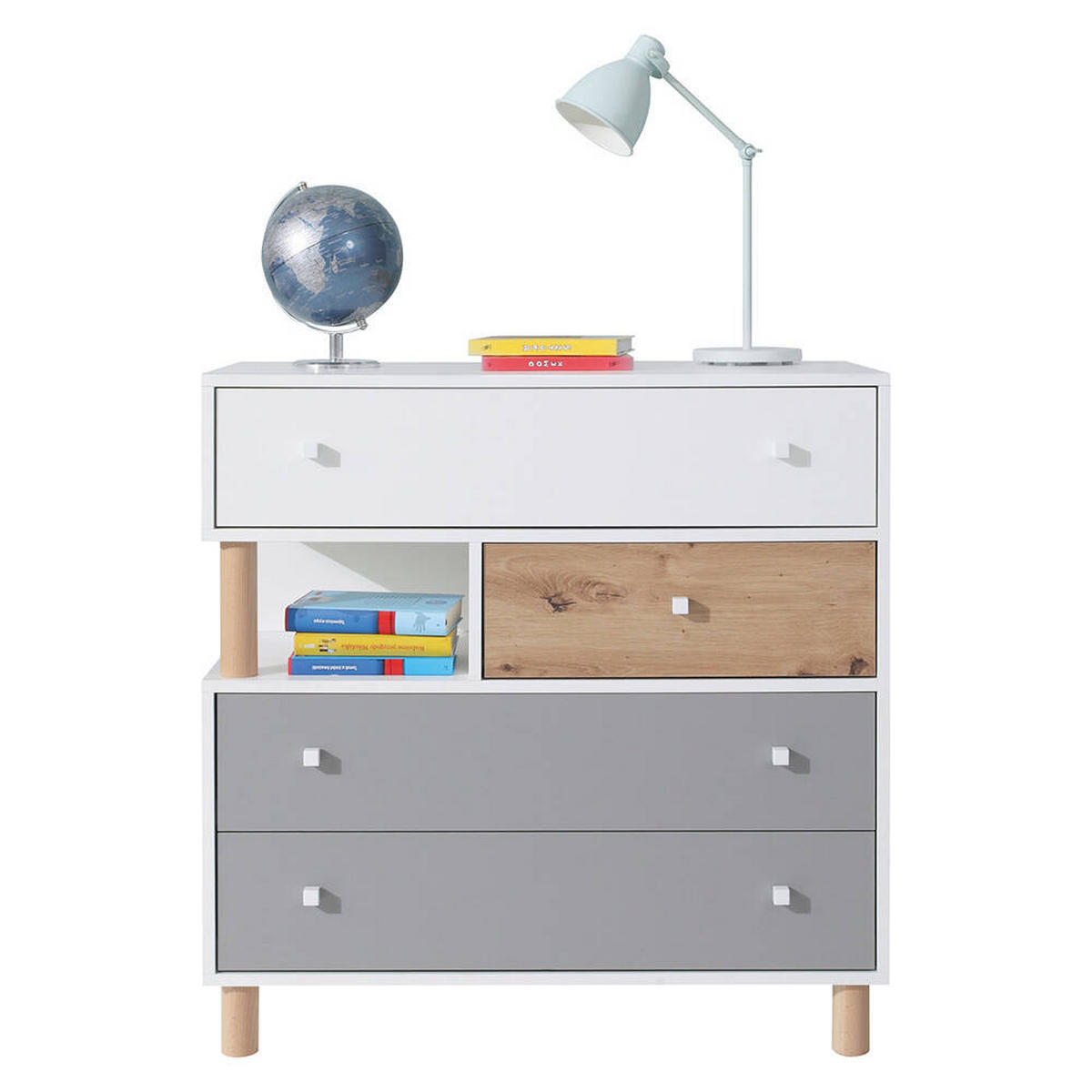 SCHLAFZIMMER Set 6-tlg. – FARO System – Grau / Weiß - Grau, Holzwerkstoff (80/190/50cm) - hi-markt