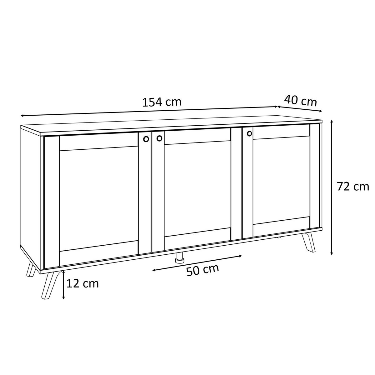 KOMMODE VIENNA 3D mit Wiener Geflechtimitation / Schwarz - Schwarz, Holzwerkstoff (154/72/40cm) - Lookway