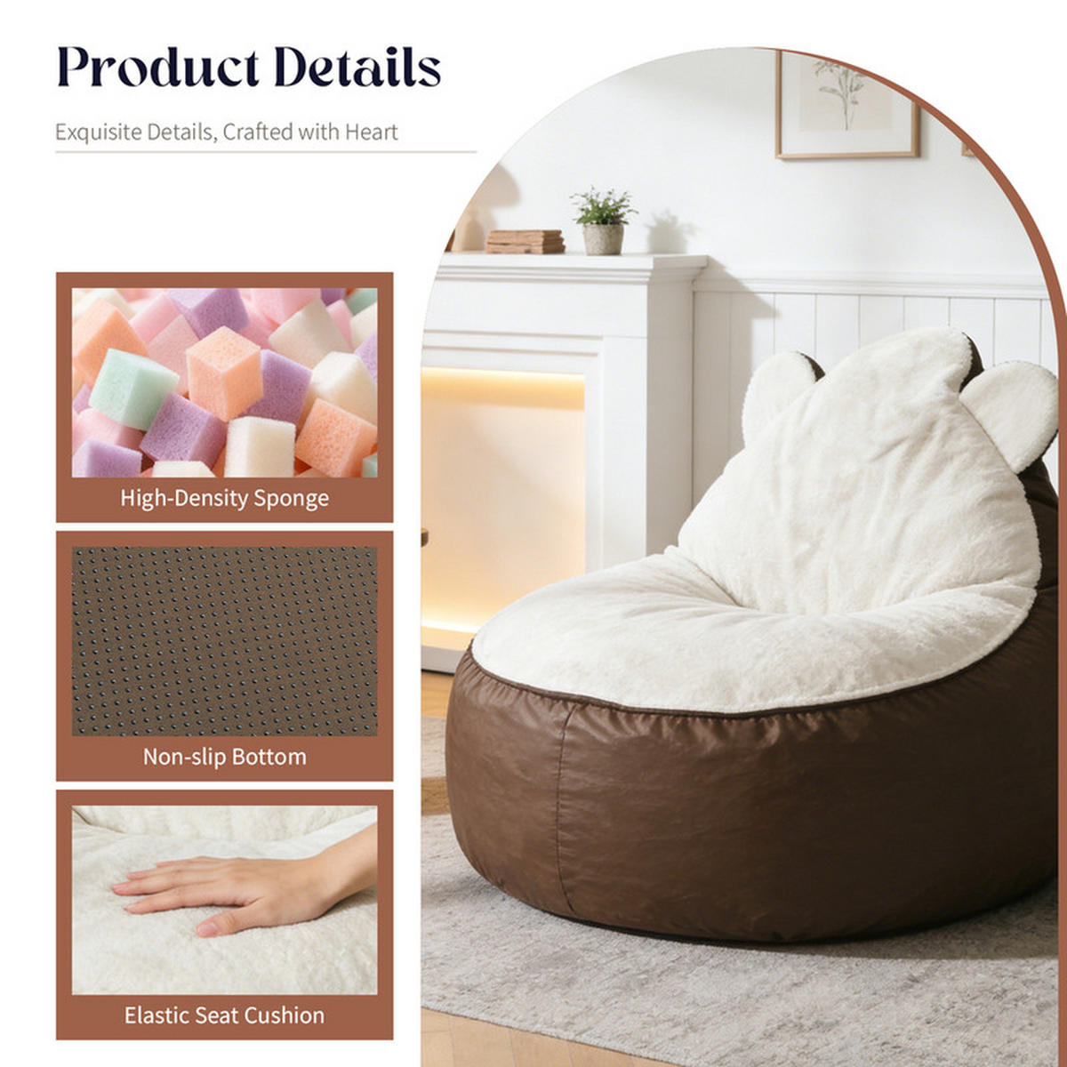 SITZSACK Plüschversion 100 x 100 x 94 cm - Braun, Textil (100/25/100cm) - Raelunyi